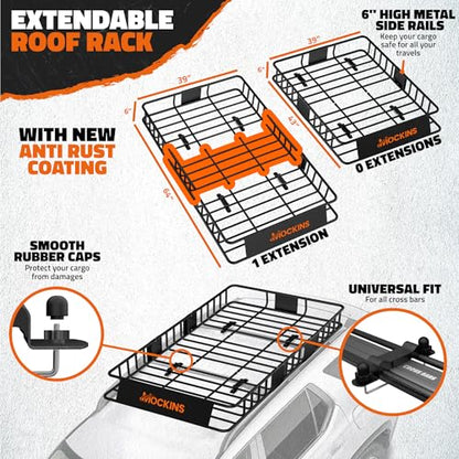 64"x39"x6" Extendable Roof Rack Cargo Carrier for Top of Vehicle