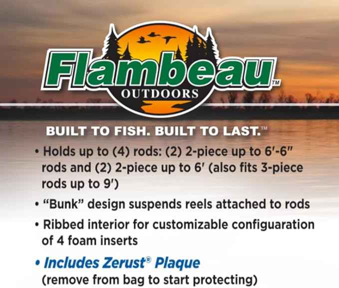 Flambeau Outdoors 4455BB Rod Bunk Box, Portable Fishing Rod Storage, Black