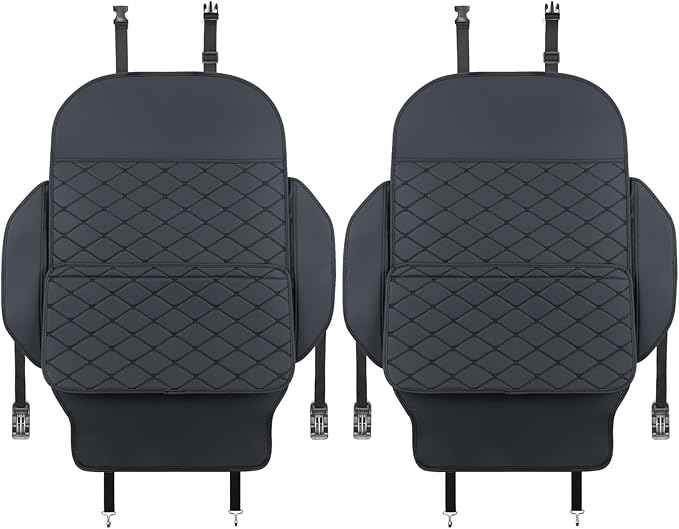 Seat Back Protector + Large Capacity Pocket Storage Organizer,Preventing the Impact of Children Stepping on the Seat Backrest (Black)