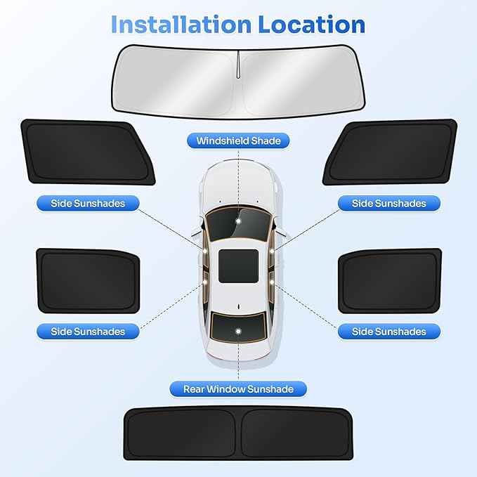 Sunshades for 2022-2025 2026 GMC Hummer EV Pickup Accessories Windshield Sun Shade Side Rear Window Shade Cover Sun Shield Privacy Protection for Camping Keep Vehicle Cool Black 6PCS(Not SUV)