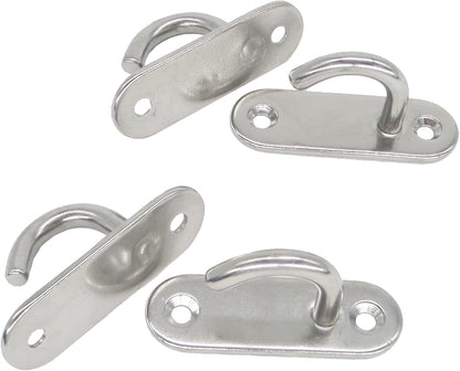 Stainless Steel Ceiling Hooks & Wall Hangers - Heavy Duty M8 Screw Mount, Rust-Proof Anchor Straps for Garage, Outdoor, Storage (4-Pack)