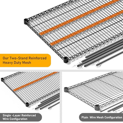 81.5''W Storage Shelves 3680LBS Garage Shelving Heavy Duty 4 Tier Metal Shelving Unit Adjustable Wire Shelf and Storage Pantry Shelves for Kitchen Garage (2 Count)