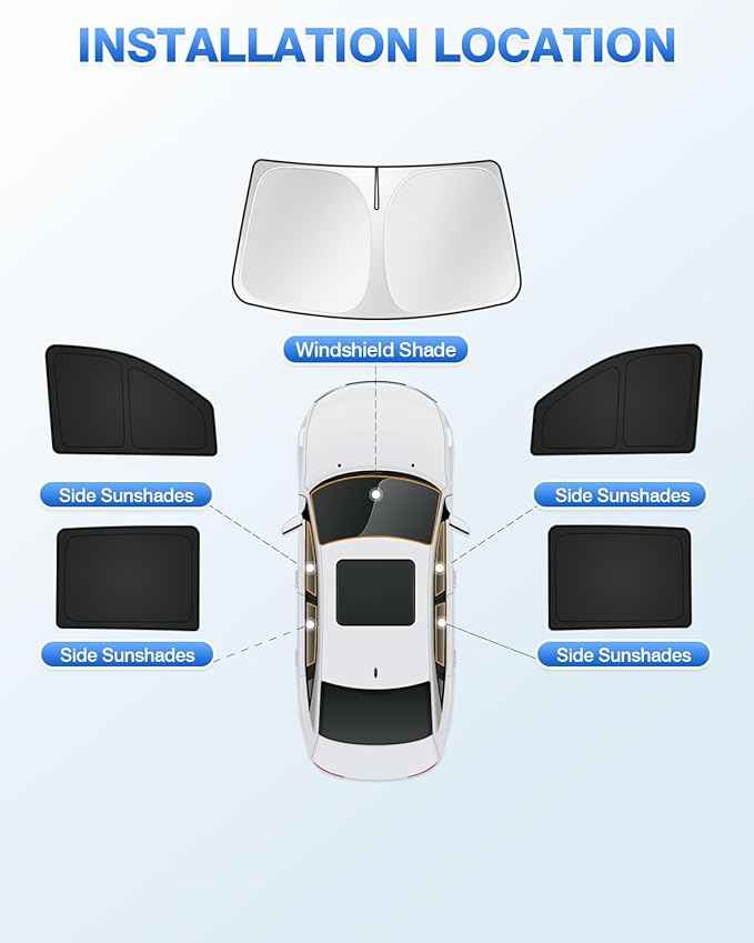 Sunshades for Chevrolet/Chevy Silverado 2500 3500 Crew Cab 2020-2026 Accessories Windshield Sun Shade Side Rear Window Shade Cover Sun Visor Shield Privacy Protection Keep Car Cool Black 5PCS