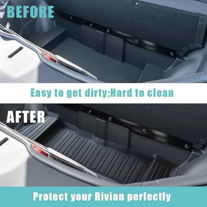 BestEvMod for Rivian R1T R1S All-Weather Front Trunk Mat TPE Material Rubber Cargo Liner Compatible with Rivian R1T R1S 2022 2023 2024 Accessories (Lower Layer)