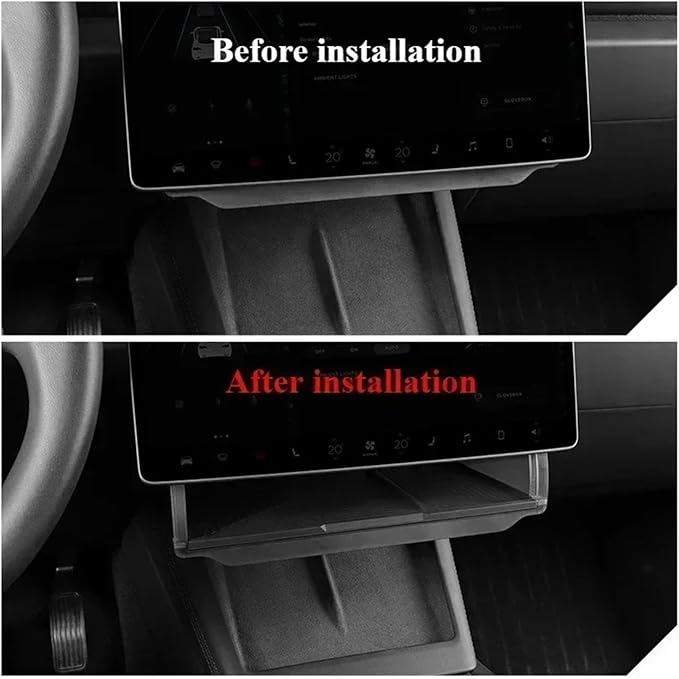 Under Screen Storage Box Compatible For Tesla Model Y/3+ Highland 2024 Central Control Hidden Storage Box Organizer Tray Car Accessories Car Center Console Dashboard Accessories(New 3 Black RHD