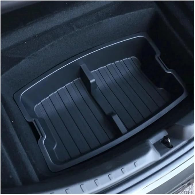 Double-Layer Rear Front Trunk Storage Box Frunk Organizer Tray with Compartments Car Accessories Compatible for Tesla Model 3 Highland 2024 Car Organizer(Front Single Layer)