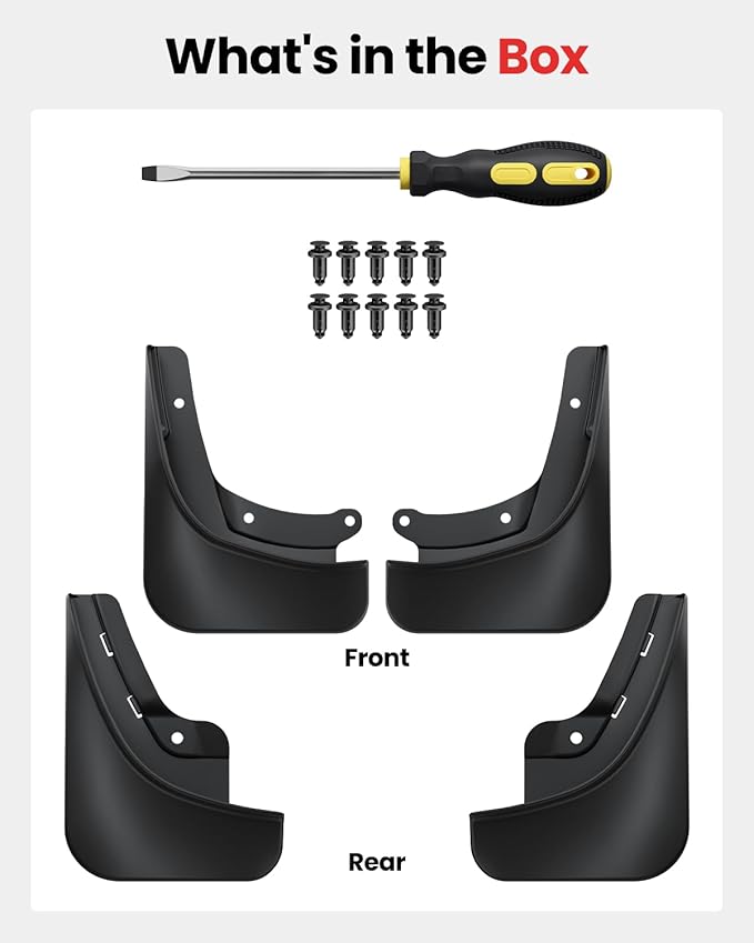 REEVAA 2026 Tesla Model 3 Highland Accessories - Mud Flaps [Protect Paint, No Drilling Required] All-Weather Splash Guard Body Kits for Model 3 Highland 2024-2026, Black (Set of 4)