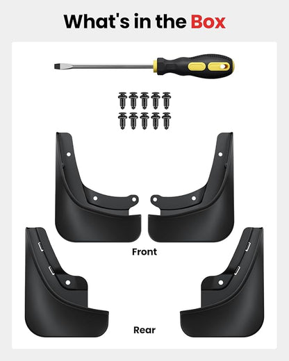 REEVAA 2026 Tesla Model 3 Highland Accessories - Mud Flaps [Protect Paint, No Drilling Required] All-Weather Splash Guard Body Kits for Model 3 Highland 2024-2026, Black (Set of 4)