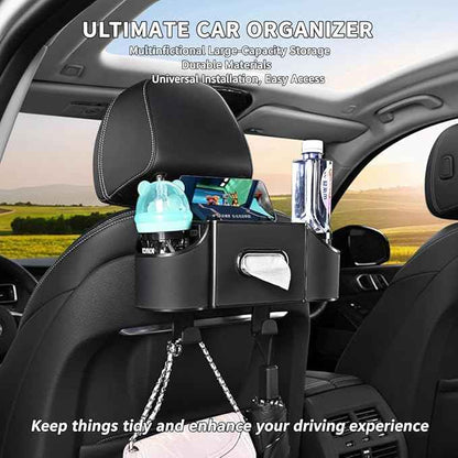 4-in-1 car organizer back seat, Multi-Pocket backseat car cup holder, Universal back seat cup holders for cars, car organization, for Travel & Daily Use (BLACK)