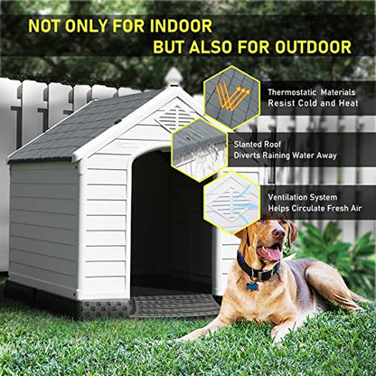 Durable Waterproof Plastic Dog House for Small to Large Sized Dogs