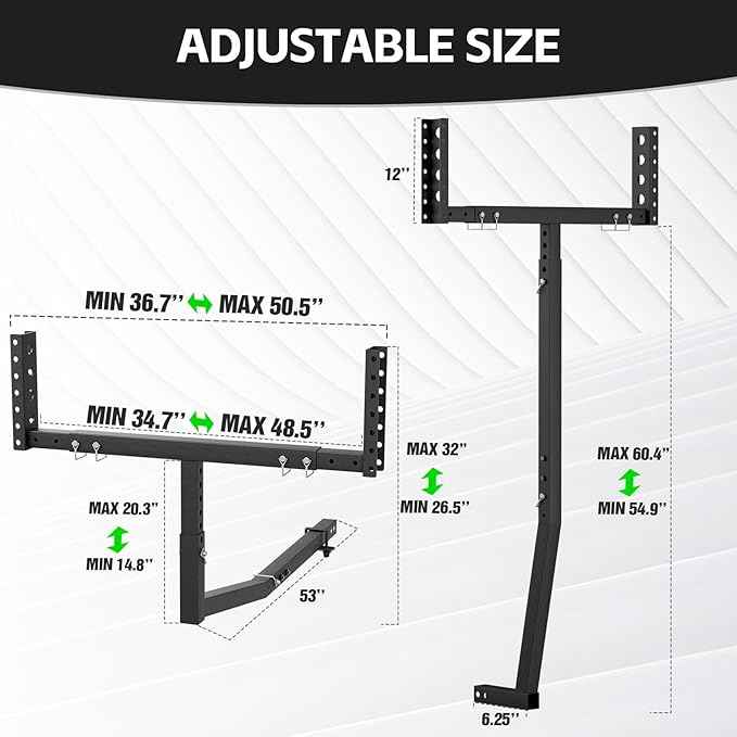 Truck Bed Extender Hitch Mount, 2 in 1 Design Foldable Kayak Hitch Extender, 800 lbs Load Capacity Tailgate Hitch Extendsion for Pickup Trucks & SUVs for Kayak Ladder, Canoe, Pipes, Lumber Rack