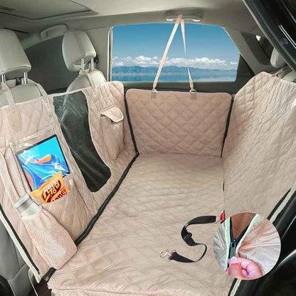 Dog Car Seat Cover for Back Seat, Dog Hammock for Car, Waterproof Backseat Cover for Dogs in Car SUV & Truck, with Mesh Window and Multiple Pockets