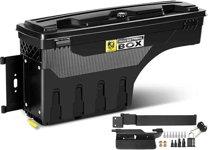 YHTAUTO Truck Bed Storage Tool Box Lockable Compatible with 2019-2025 Ram 1500, Driver Side, Not Fit Classic Model, Will Not Work with RamBox, Swing Waterproof Wheel Well Toolbox