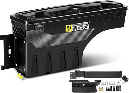 YHTAUTO Truck Bed Storage Tool Box Lockable Compatible with 2019-2025 Ram 1500, Driver Side, Not Fit Classic Model, Will Not Work with RamBox, Swing Waterproof Wheel Well Toolbox