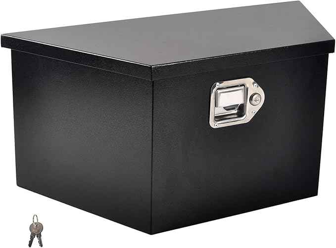 Black Steel Trailer Tongue Truck Box for Trucks Trailers RV ATV Pickup Trucks Flatbeds - 26 x 13.3 x 12 Inch