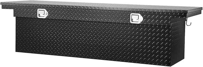VEVOR Crossover Truck Tool Box, 71x27x18 In, Heavy Duty Aluminum Toolbox with Diamond Texture, Pick Up Truck Bed RV Trailer Toolbox, Waterproof Storage Organizer with Lock, Keys, Side Handles, Black