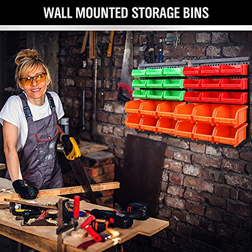 30-Bin Wall-Mounted Storage Bins, Heavy-Duty Garage Tool Organizer for Screws, Nuts, Bolts, Nails, Small Hardware Parts - Easy Installation and Customizable (30 Count)