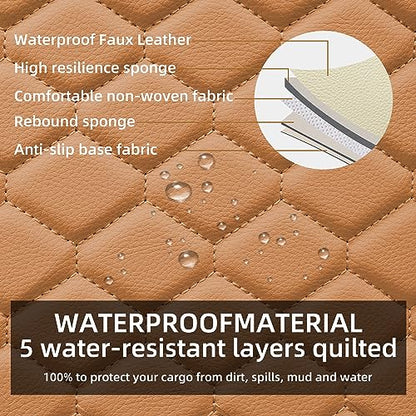 Car Seat Cover Full Set Leather Waterproof Front Rear Cognac