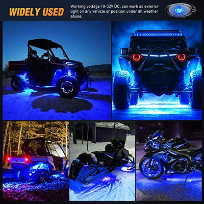 LED Rock Light 6PCS Underglow Wheel Well Pods Waterproof Exterior Underbody Roof Rack Side Lamps for Car Truck Pickups ATV UTV SUV Motorcycle Boat (6 Count)