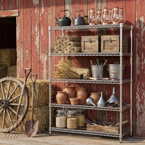 MZG 1750 lbs 5 Tier Storage Rack Metal Wire Shelving Unit (5 Count)