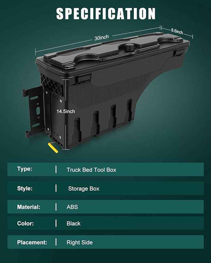 SCITOO Right Passenger Side Truck Bed Tool Box for Nissan Frontier 2004-2020 for Nissan Titan 2004-2015,Multi-Compartment Dividers Organized Storage,Heavy Duty & No-Drill Installation