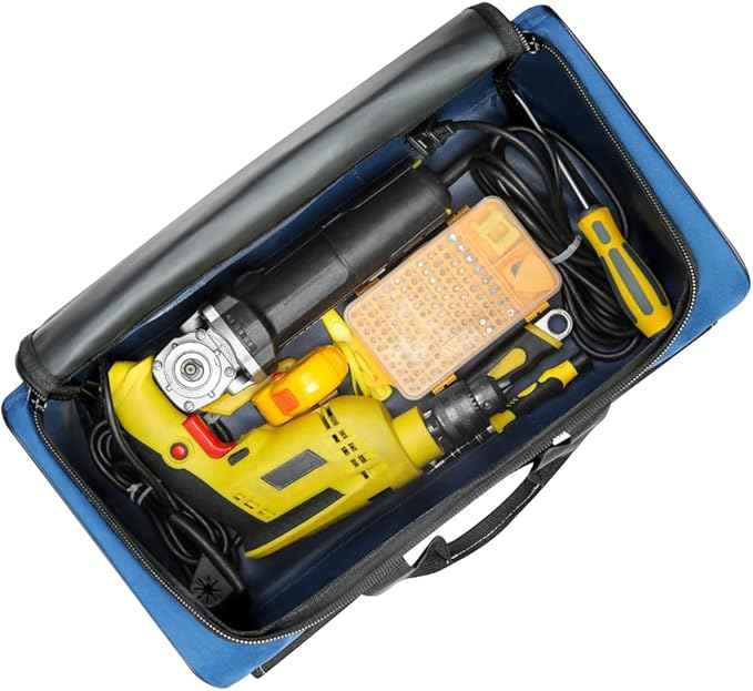 Large Tool Bag, 1680 Denier with 5 Exterior Pockets Electrician Tool Bag, Ideal for DIY Enthusiasts and Craftsmen Tool Bags for Men Heavy Duty, Blue