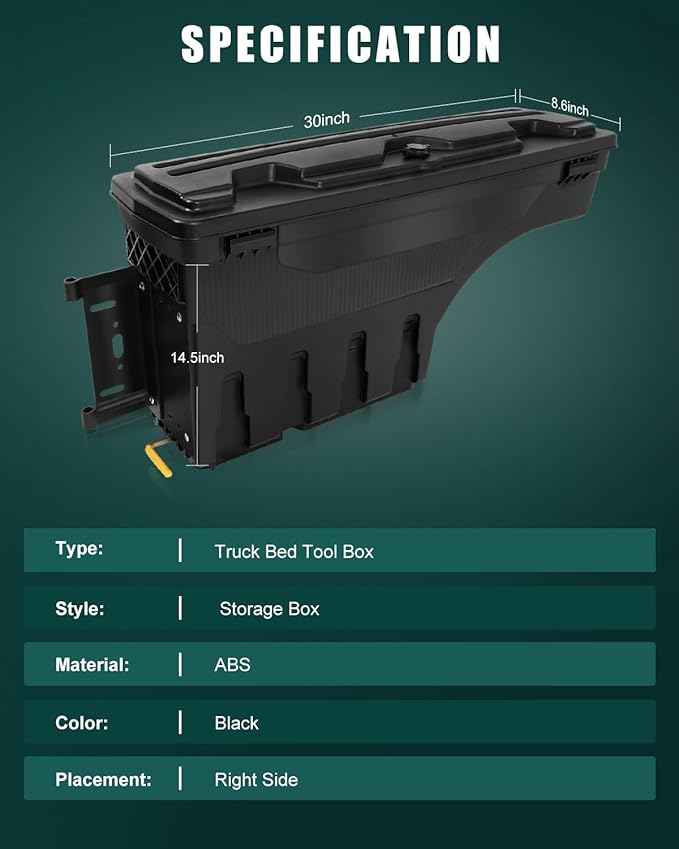 SCITOO Truck Bed Tool Box for Ford F-250 Super Duty for F-350 Super Duty 2017-2022 Right Passenger Side,Multi-Compartment Dividers Organized Storage,Heavy Duty & No-Drill Installation