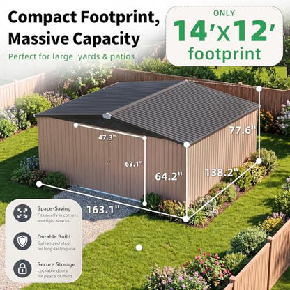 12' x 14' Large Metal Outdoor Storage Shed