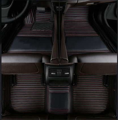 Custom Car Floor Mat Compatible with BMW Mercedes-Benz Toyota Cadillac Lexus Honda Infiniti Nissan Hyundai Kia Audi All Models Cars Sedans SUVs Automotive Mats (Black red Stripe)