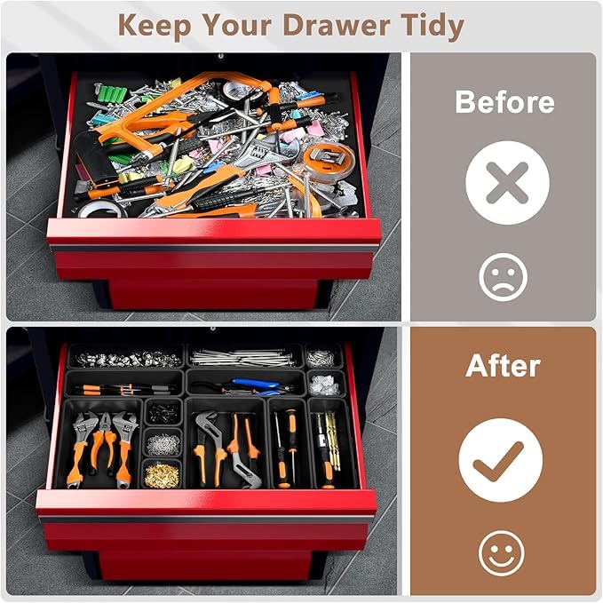 Large Size】【5 Pcs】 Tool Box Organizer Tray Divider Tool Chest (5 Count)
