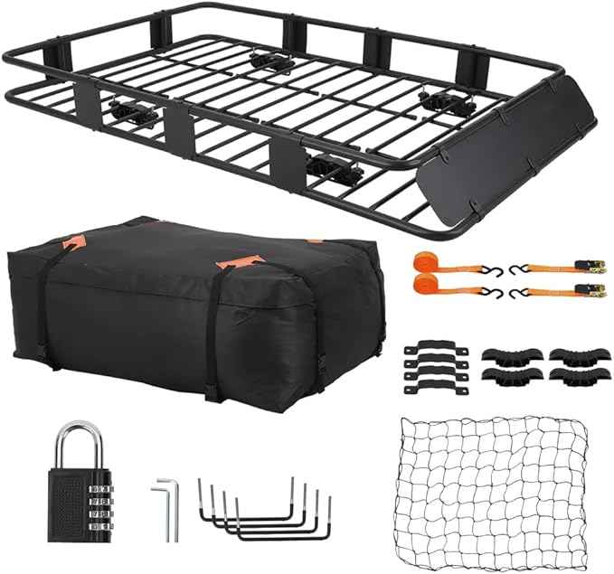 Heavy Duty Roof Rack Basket 64" x 39" - Adjustable Rooftop Cargo Carrier for SUV/Truck/Van w/Waterproof Bag, 200LB Capacity Universal Steel Roof Basket