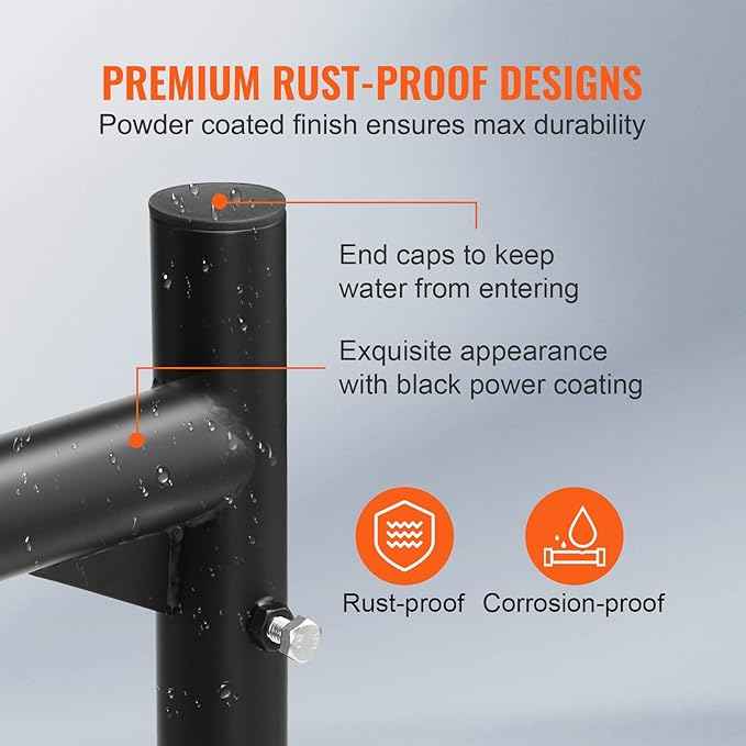VEVOR Extendable Steel Truck Ladder Rack - 800 lbs Capacity, 46-71 inch, Non-Drilling for Kayak, Surfboard, Lumber, Ladder