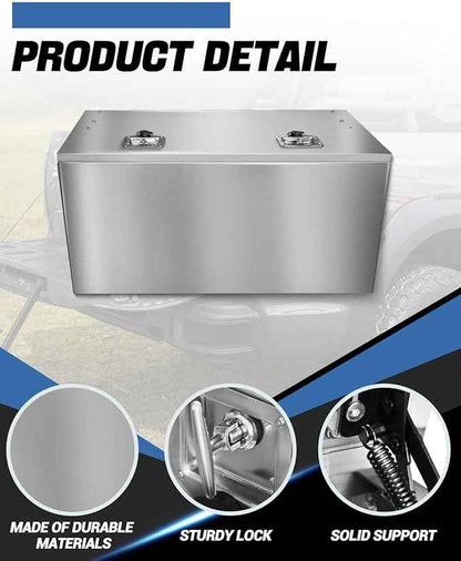 Truck bed toolbox, made of stainless steel, suitable for pickup trucks, RVs, and trailers. A box-type storage organizer with lock and key (36x18x18 inches)