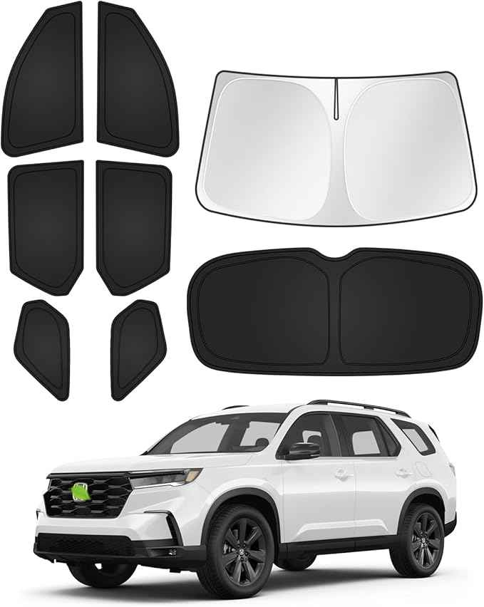Sunshades for 2023-2025 2026 Honda Pilot Accessories Windshield Sun Shade Side Rear Window Shade Cover Sun Visor Shield Privacy Protection Keep Vehicle Cool Black 8PCS