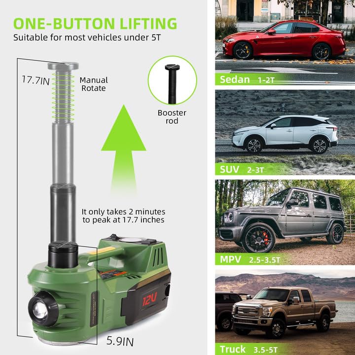 Portable Electric Car Jack 5 Ton 12V Hydraulic Car Jack Set