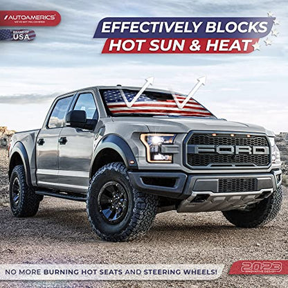 Truck Windshield Sun Shade with Storage Pouch & Anti