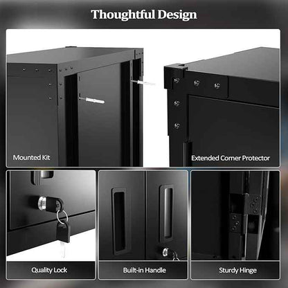 VINGLI Garage Wall Cabinet with Locking Doors and Adjustable Shelf, Metal Wall Cabinet, Floating Upper Storage Cabinet (Black, 30''W x 12''D x 28''H)