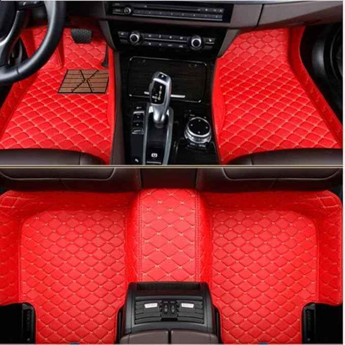 Custom Making Car Floor Mats Compatible with Audi BMW Mercedes-Benz Toyota Lexus Honda Infiniti Nissan Hyundai Kia All Models 2005-2026 (Red Beige)