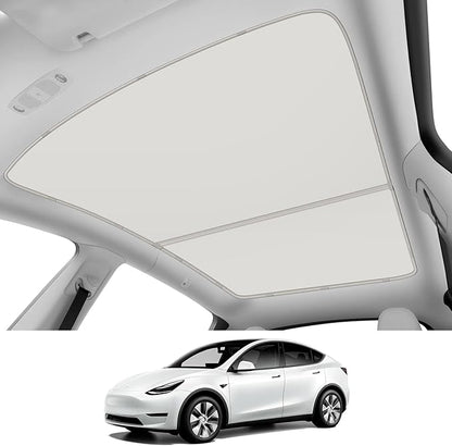 Roof Sunshades for Tesla Model Y 2021-2025, Upgraded [Cooling Tech, Heat Insulation] Non-Sag Sunroof Shade for Tesla Model Y Accessories (Not fit 2025-2026 Juniper)