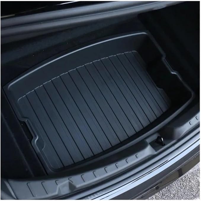 Double-Layer Rear Front Trunk Storage Box Frunk Organizer Tray with Compartments Car Accessories Compatible for Tesla Model 3 Highland 2024 Car Organizer(Front Single Layer)