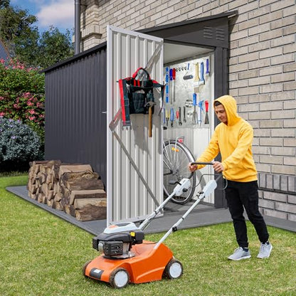 Storage Shed 4 * 8 FT Lean to Shed Metal Sheds & Outdoor Storage Cabinet Lockable Tool Organization Bike Mower Shed Portable Outside for Garden Patio