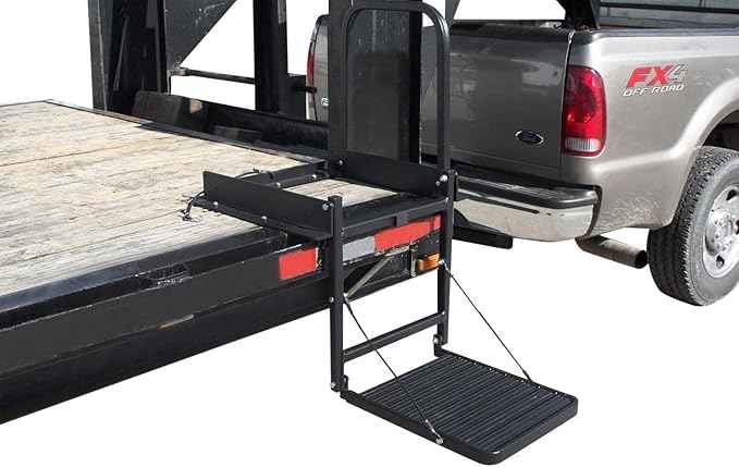 Great Day Truck N' Buddy Folding Tailgate Step/Seat Platform for Work Flatbed Trucks and Equipment Trailers - 300 lbs Weight Capacity - Black Powder-Coated Finish, TNB2000B