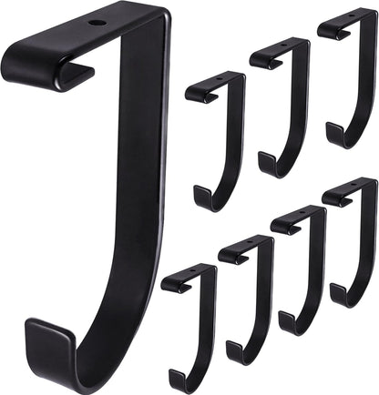 8-Pack Heavy Duty Add-On Flat Hook Accessory for Garage Ceiling Storage Rack and Wall Shelving, Alloy Steel, Black - Suitable for FLEXINOUMTS Racks and Shelves