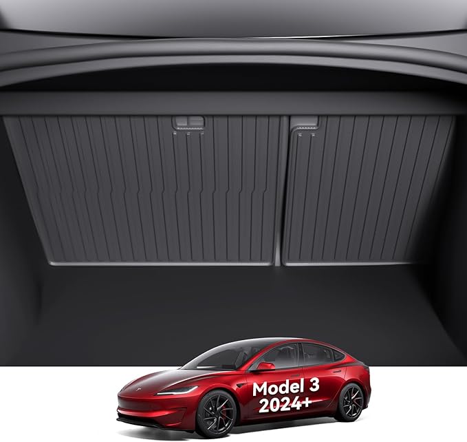 2nd Row Seatback Protector Compatible with Tesla Model 3 Highland 2024-2026 5 Seat Back Seat Cover Mat All Weather Cargo Liner Accessories | Custom Fit Trunk Protection (2PCS Backrest Protector)