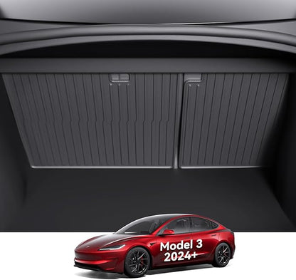 2nd Row Seatback Protector Compatible with Tesla Model 3 Highland 2024-2026 5 Seat Back Seat Cover Mat All Weather Cargo Liner Accessories | Custom Fit Trunk Protection (2PCS Backrest Protector)