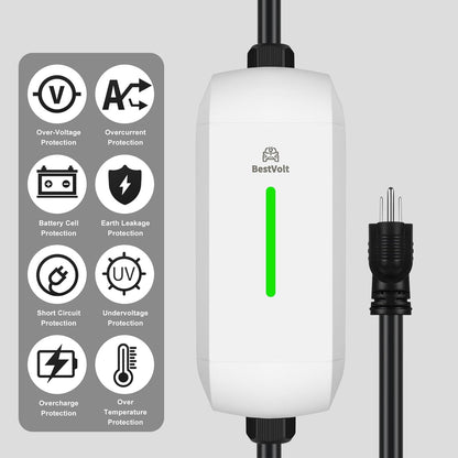 Best Volt Electric Vehicle Portable Charger for Tesla,ETL Certified,25ft Fast Charging, IP65 Waterproof, Compatible with Model 3/X/Y/Cyber Truck,No Adapter Needed (Nema 5-15 120V/16A, White)