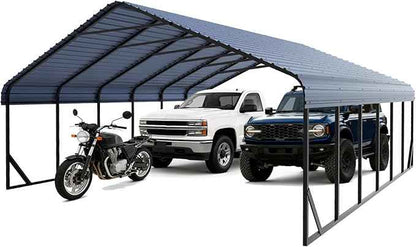 Heavy Duty Metal Carport Galvanized Steel All Weather Carport Canopy with Anchor Kit for RV Boat Truck Tractor Garage Shelter in 10x20 12x20 20x20 20x30 20x40 FT Easy Assembly Carports Kit (20x30 FT)