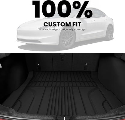 LASFIT Trunk Mat Trunk Liner for Tesla Model 3 Highland 2026 2025 2024, All Weather TPE Custom Fit Cargo Mat Cargo Liner Interiror Accessories, Black