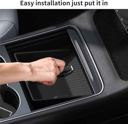 GGCLIMAX Car Organizers And Storage Compatible with Tesla Model 3/Y Highland 2021-2024 Center Console Lower Storage Box TPE Armrest Organizer Mat(For M3 Highland)