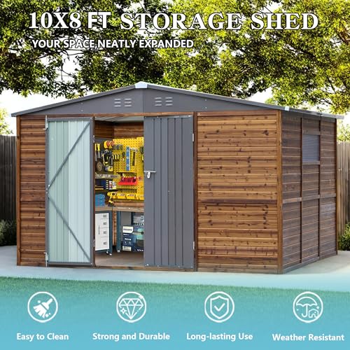 8x10 FT Outdoor Storage Shed with Windows